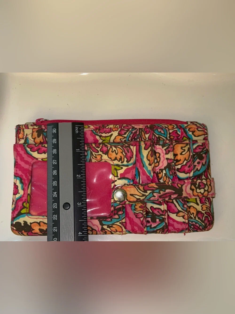Vera Bradley Credit Card Change Purse in Sunburst Pink Paisley Pattern - Picture 7 of 7
